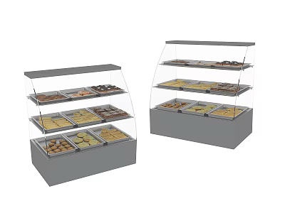 Commercial Food Display Cases With Multi Tier Transparent Glass Doors For Bakery Retail 3d model