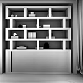 Modern Display Cabinet With Multiple Glass Compartments Wooden Frame And Decorative Items Inside