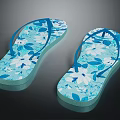 Flip Flops With Blue And White Floral Pattern Summer Footwear Lightweight Design