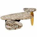 Marble Top Coffee Table With Golden Base And Unique Modern Design 3d model