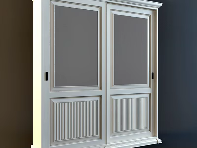 Modern White Double Door Wardrobe With Paneled Doors And Classic Design 3d model