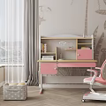 Pink Kids Chair With Study Desk For Children's Room Interior Design
