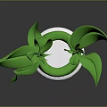Eco Friendly Lighting Combination With Green Spiral Bulb And Decorative Leaves Design