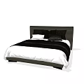 Modern Double Bed with Black Headboard White Bed Sheets and Black Pillows
