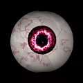 Detailed Eyes With Pink Pupils And Green Outline On Black Background