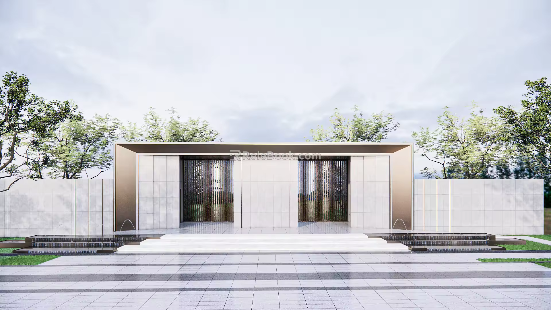 Modern gate High-end residential area gate 3d model