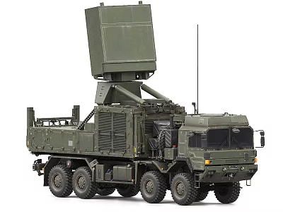Military Radar Vehicle As Weapon System With Mobile Antenna And Truck Base 3d model