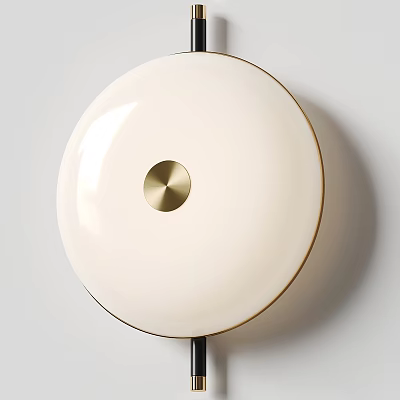 Elegant Circular White Wall Lamp With Gold Center Detail And Modern Minimalist Design 3d model