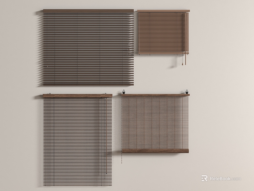 Venetian Blinds in Different Colors and Styles for Home Window Decoration 3d model 
