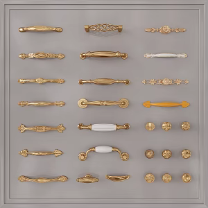 French metal handle cabinet door handle drawer handle round handle 3d model