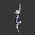 Anthropomorphic Rabbit Character With Long Ears In Blue Police Uniform With Utility Belt Standing Pose