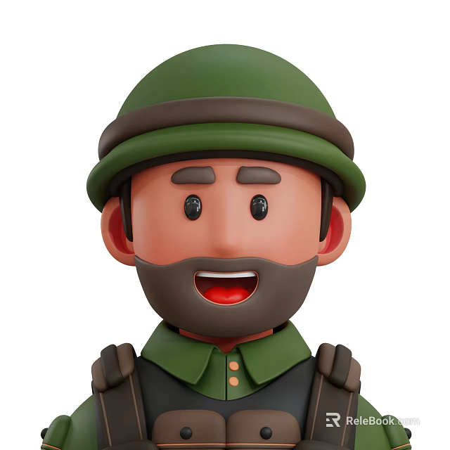 Cheerful Cartoon Man With Green Hat Beard And Smiling Face 3d model 