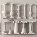 Decorative Railing Balusters With Various Architectural Design Styles And Shapes 3d model