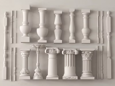 Decorative Railing Balusters With Various Architectural Design Styles And Shapes 3d model