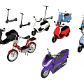 Various Colored Modern Scooter Motorcycles Collection With Different Design Styles