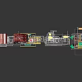 Colorful Mobile Street Food Carts With Various Designs And Shade Awnings