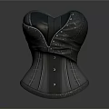 Black Leather Corset With Front Button Design Stylish Body Shaping Garment 3d model