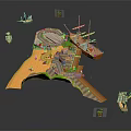 Modern Port Cartoon Port Animation Port Dock 3d model