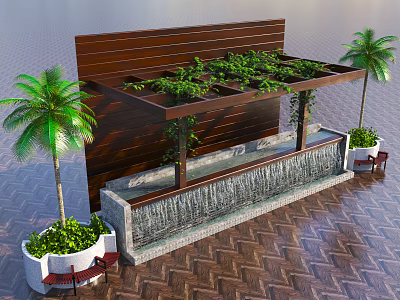 Modern landscape sketch landscape platform 3d model Modern landscape sketch landscape platform 3d model