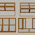 Wooden Windows Displaying Various Opening Styles And Structural Designs 3d model