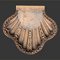 Intricate Carved Sculpture Decorative Wooden Box With Shell Shaped Lid And Floral Patterns
