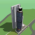 Modern High Rise Buildings In Urban Cityscape With Glass Facades And Green Areas
