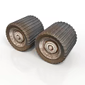 Heavy Duty Industrial Equipment Wheels With Ribbed Surface And Rustic Metallic Finish