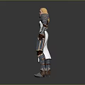 Fantasy Armored Warrior Character In Blue White Armor With Cross Emblem And Golden Hair