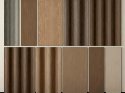 Wooden Wall Panels With Vertical Stripes And Smooth Surface In Various Colors 3d model