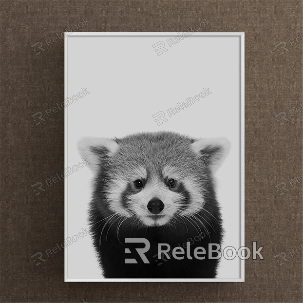 Nordic Animal Painting Grey Children's Room Animal Raccoon Decorative Painting model