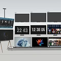 Modern Multiple Televisions On Display With Time Displays Dynamic Visuals And App Interfaces 3d model