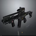 Modern Tactical Rifle With Scope And Black Metal Rail Design Features