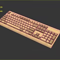 Natural Wooden Computer Keyboard Featuring Classic Design And Smooth Key Surface 3d model