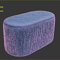 Blue Velvet Bench With Ribbed Design And Oval Shape For Modern Spaces