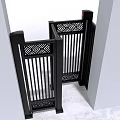 Modern Interior Black Swing Door With Geometric Pattern And Vertical Slats