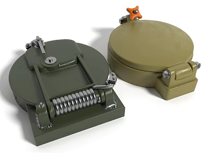 Green Mechanical Components With Spring Knob And Metal Structure Design 3d model