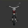Classic Vintage Red Motorcycle With Blue Seat Black Handlebars And Silver Wheels