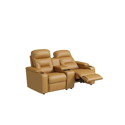 Comfortable Brown Leather Public Leisure Chair With Reclining Footrest And Double Seater 3d model