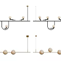 Linear Modern Chandelier Design Featuring Metal Frame And Spherical Light Shades 3d model