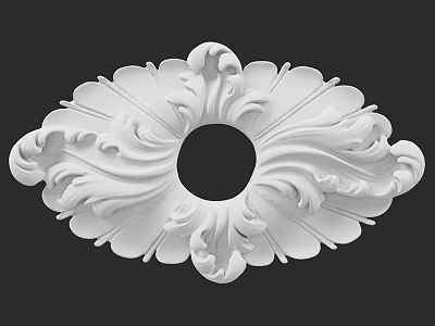 Carved Decorative Ornate Floral Pattern With Central Circular Hole Plaster Material For Architectural Decoration 3d model