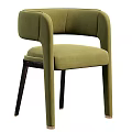 Elegant Modern Leisure Chairs In Green Orange Velvet With Curved Backrest And Metal Legs