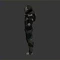 Futuristic Full Body Techwear Costume With Armored Design And Green Accents