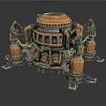 Orange Black Metal Mechanical Equipment With Circular Top And Multiple Support Legs