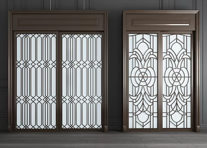 New Chinese-style sliding door 3d model