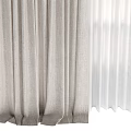 Gray Window Curtains with White Sheer Panels for Light Filtering Design 3d model