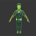 3D Police Officer Character Model in Blue Uniform With Cap and Badge
