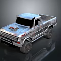 Vintage Rusty Pickup Truck With Single Cab Metallic Body And Old Classic Design