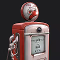 Vintage Red Industrial Gas Pump Equipment Featuring Firechief Branding Fuel Nozzle And Gauge