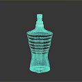 Elegant Blue Perfume Bottle With Black Stripes And Silver Cap Design