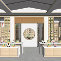 Modern Retail Store Interior Design With Wooden Shelves Display Counters And Merchandise